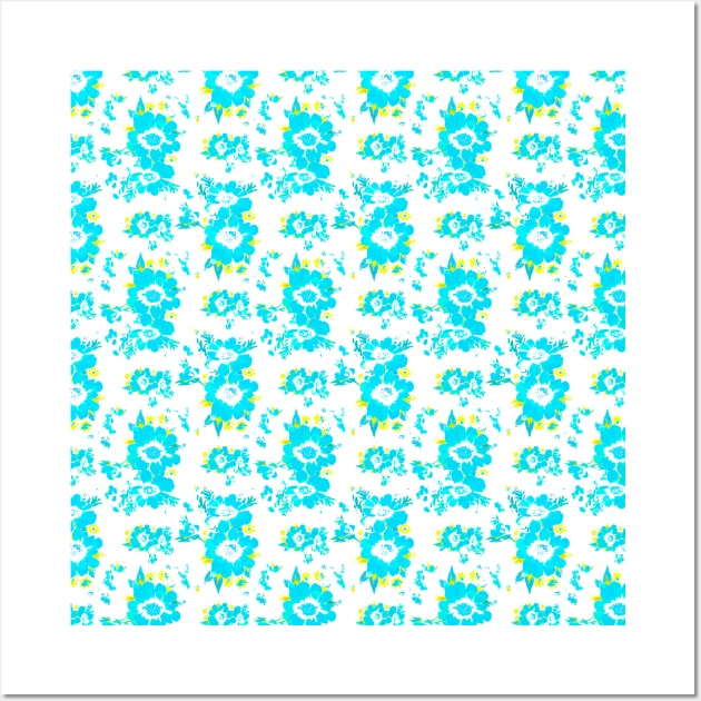 Blue Flower Pattern Wall Art by Sandra Keller